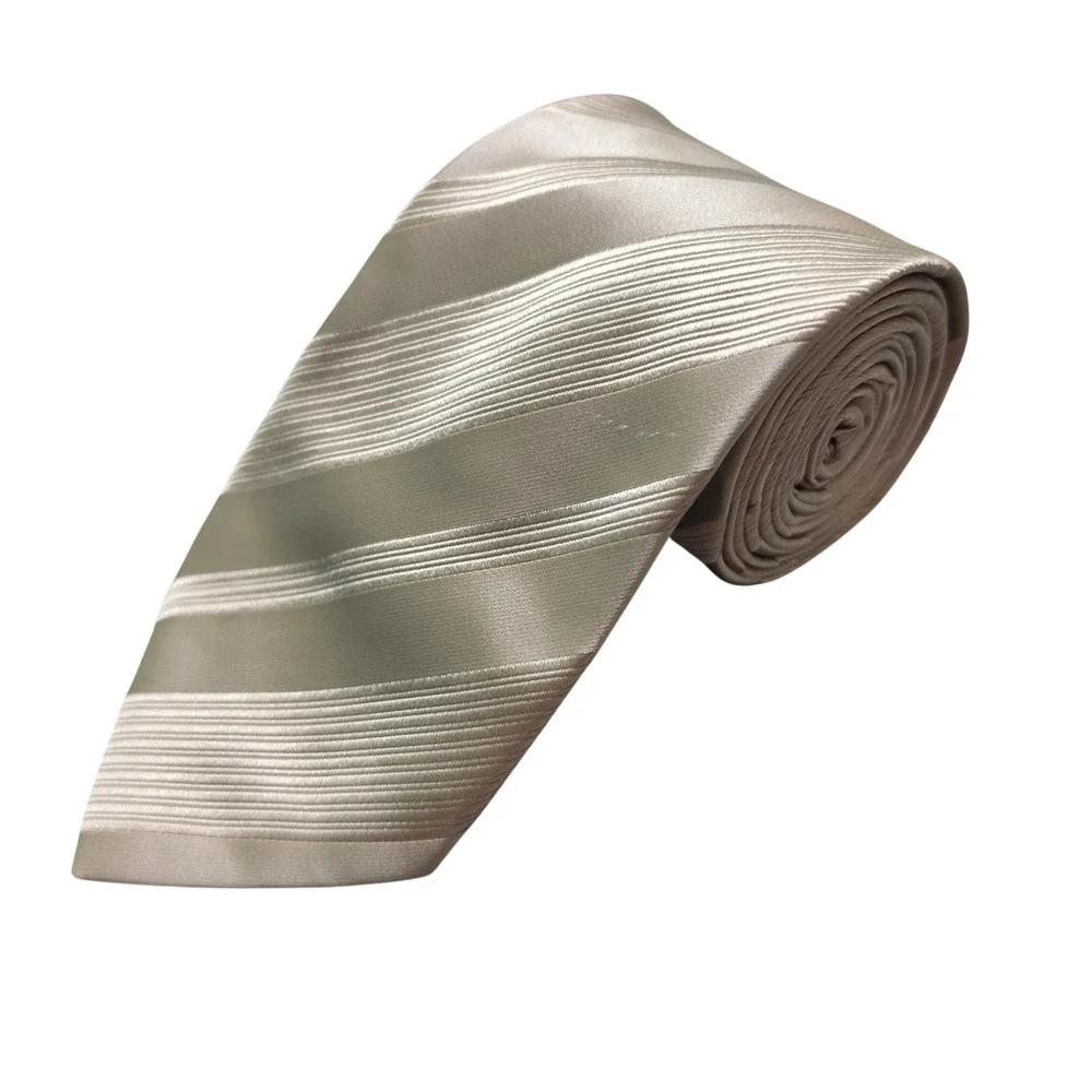 Necktie Donald J Trump OS Mens Beige Excellent Silk Striped Signature Collection